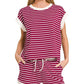 Stripe Contrast Trim Top And Shorts Set