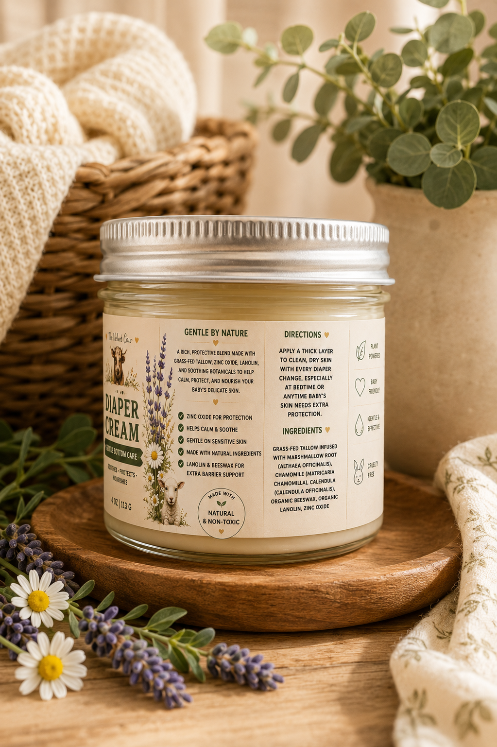 Grass-fed Tallow Diaper Cream| Natural Baby Rash Cream | Multi-purpose Skin Barrier