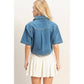 Denim V-Neck Cropped Top