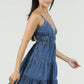 C4M44-ASIS ACID WASH DENIM V NECK DRESS WITH OPEN TIE BACK D