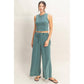 Mineral Washed Sleeveless Top & Wide Leg Pants Set