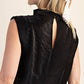 Cowl Neck Pleats Sleeveless Top