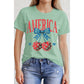 America Cherry Bow Short Sleeve T Shirt