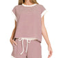 ....Stripe Contrast Trim Top & Shorts Set