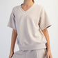MODAL SCUBA V NECK FLAT PIPING SHORT SLEEVE TOP