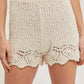 OPEN KNIT SWEATER PULLOVER & SHORTS SET