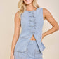 Pinstripe Utility Lace-Up Vest Top