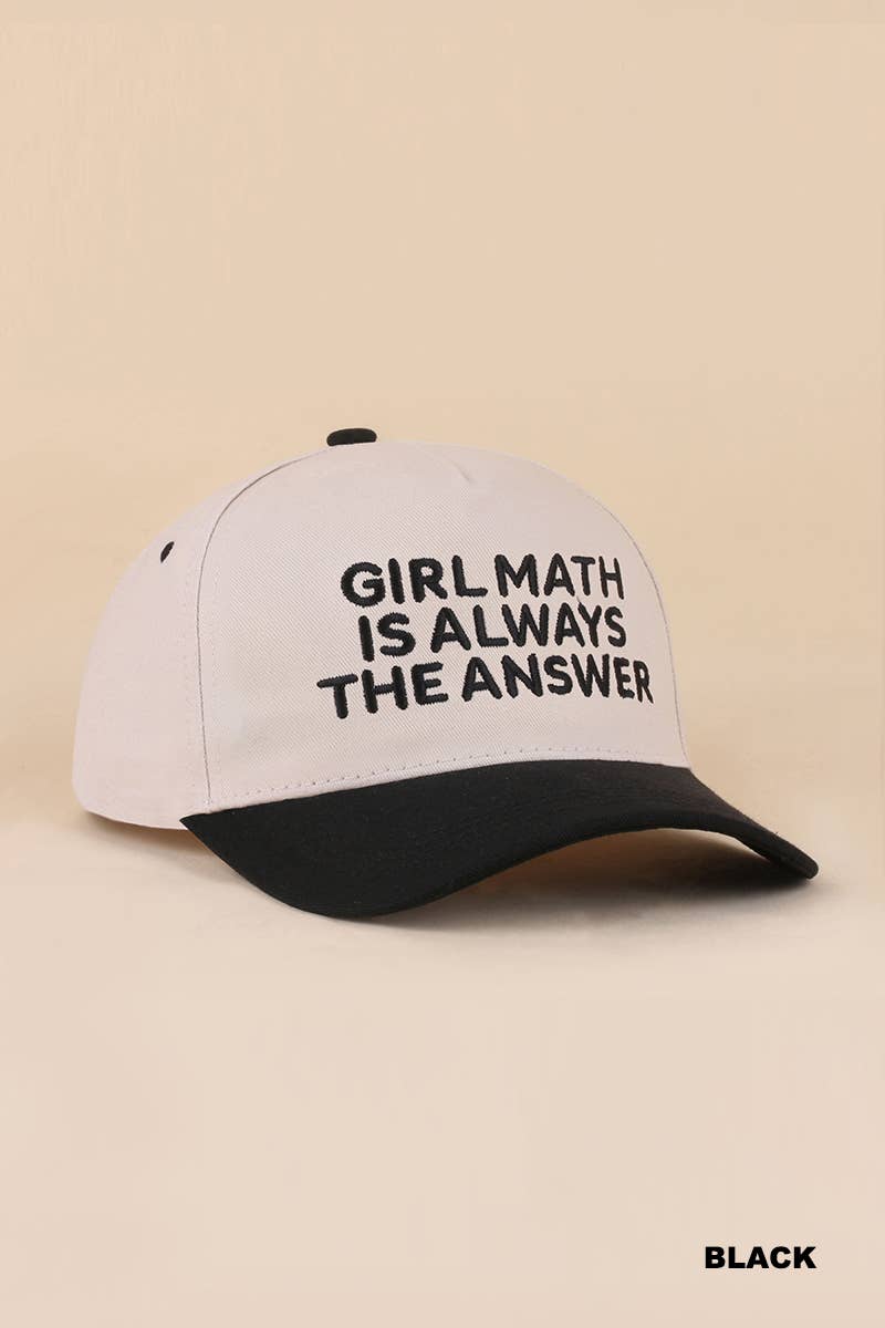 Girl Math Is Always The Answer Two Tone Snapback Hat Zenana Consgt.