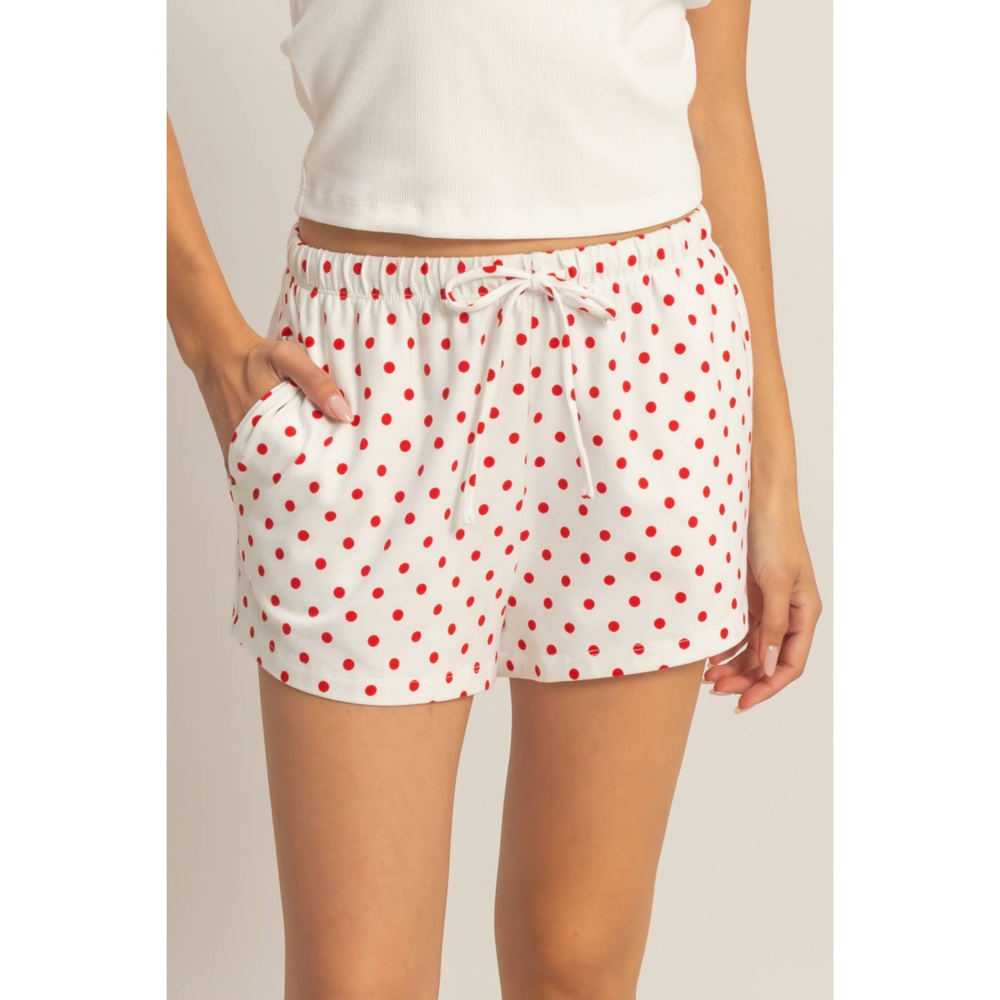 Polka Dot Drawstring Shorts