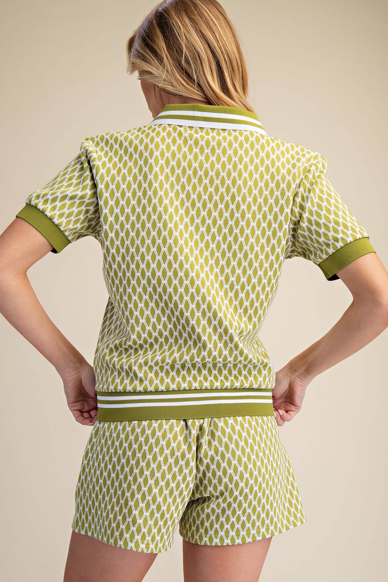 Collar Neck Short-Sleeve Polo Top