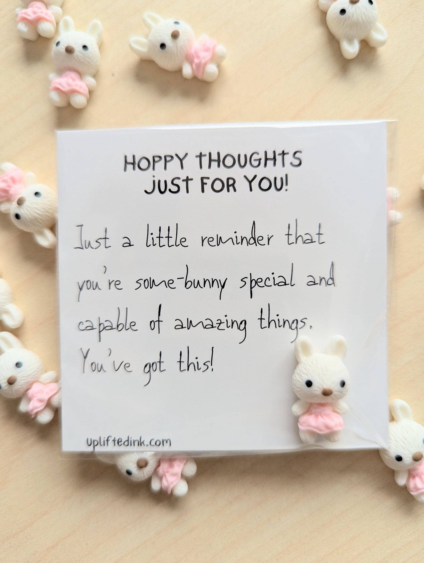 Hoppy Thoughts Uplifting Mini Card with Bunny Figurine