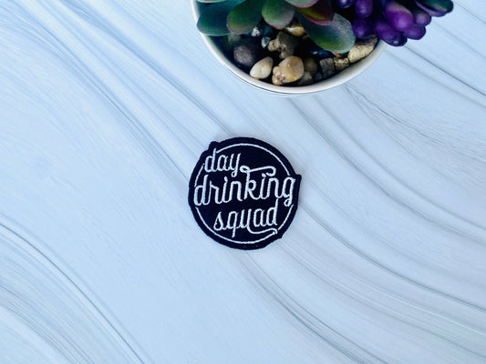 Day drinking squad embroidered iron-on hat patch