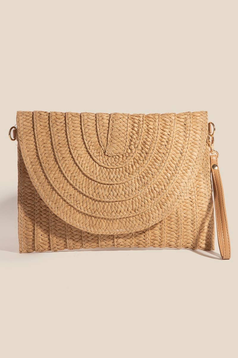 Layered Paper Braided Envelope Clutch Bag