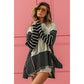 MIXED STRIPE SIDE SLIT SWEATER