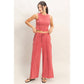 Mineral Washed Sleeveless Top & Wide Leg Pants Set