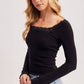 LACE TRIM SQUARE & BOAT NECK 2-WAY KNIT TOP
