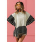 MIXED STRIPE SIDE SLIT SWEATER