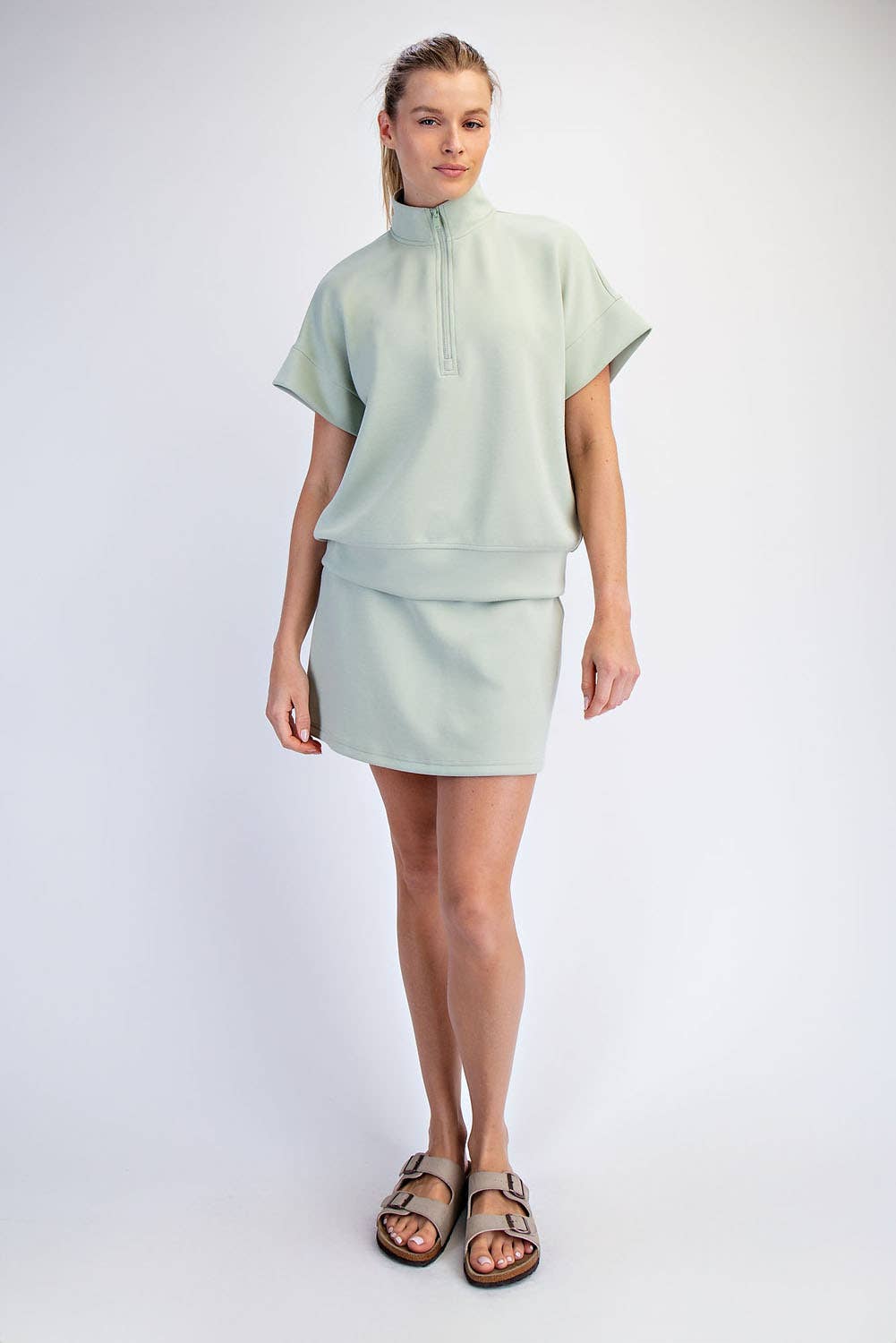 MODAL SCUBA QUARTER ZIP SHORT SLEEVE TOP