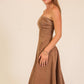 Strapless Stretch Denim Midi Dress