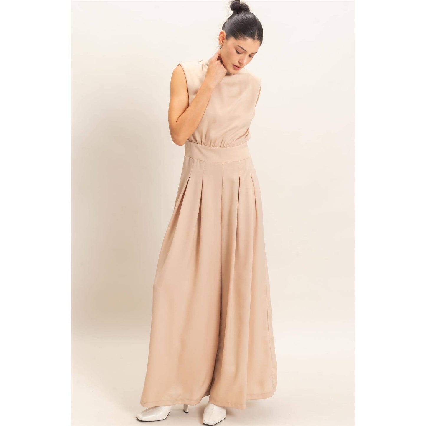 Sleeveless Mock Neck Jumpsuit