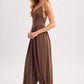 V-NECK RELAXED FLOWY LEGS JUMPSUIT CRISS-CROSS OPEN BACK
