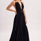 A CRINKLY CREPE DEEP V-NECK HALTER MAXI SUNDRESS