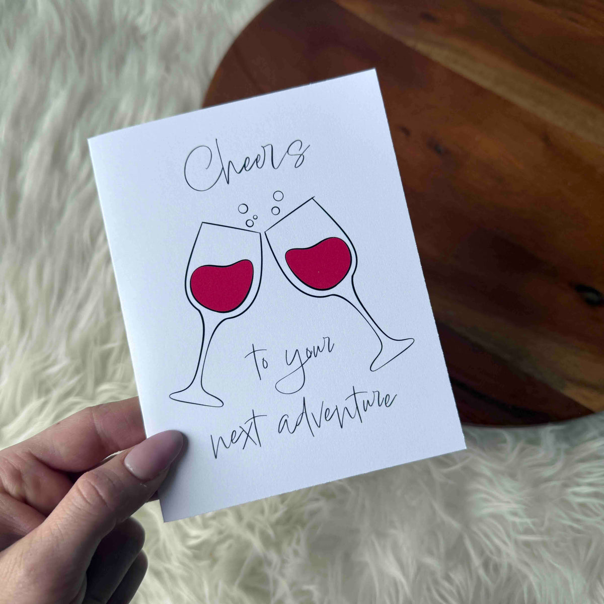 "Cheers To Your Next Adventure" Wine Glasses Card
