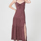 C4C84-FQ00 POLKA DOT SIDE SLIT MAXI DRESS