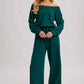 WIDE NECK OFF THE SHOULDER KNIT JUMPSUIT