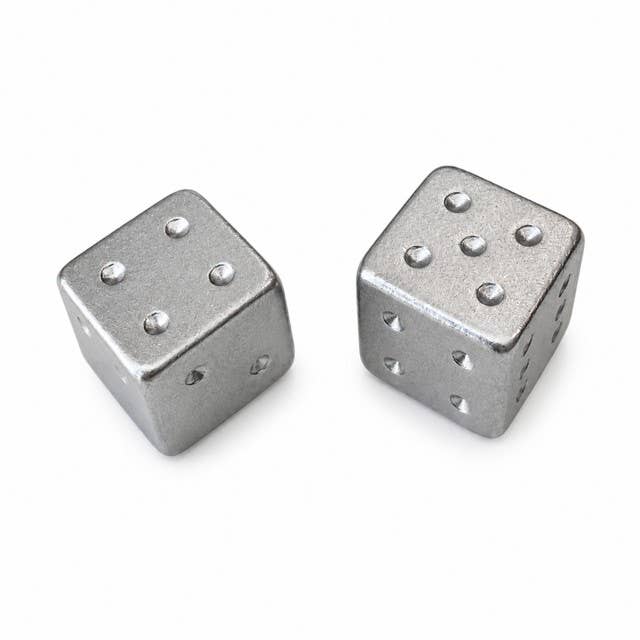 Gold and Silver Luxe Solid Metal Mahjong Dice Gift Ready