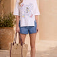 Denim Pleated Shorts with Bow Tie Detail