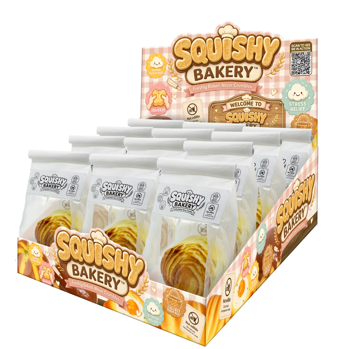 Fun Doh Bakery Slow Rise Squishy Bread Variety - 12/Display