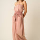 MINERAL WASH CONTRAST STITCH BARREL LEG JUMPSUIT