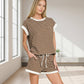 ...0223 Stripe Contrast Trim Top & Shorts Set SI-29132