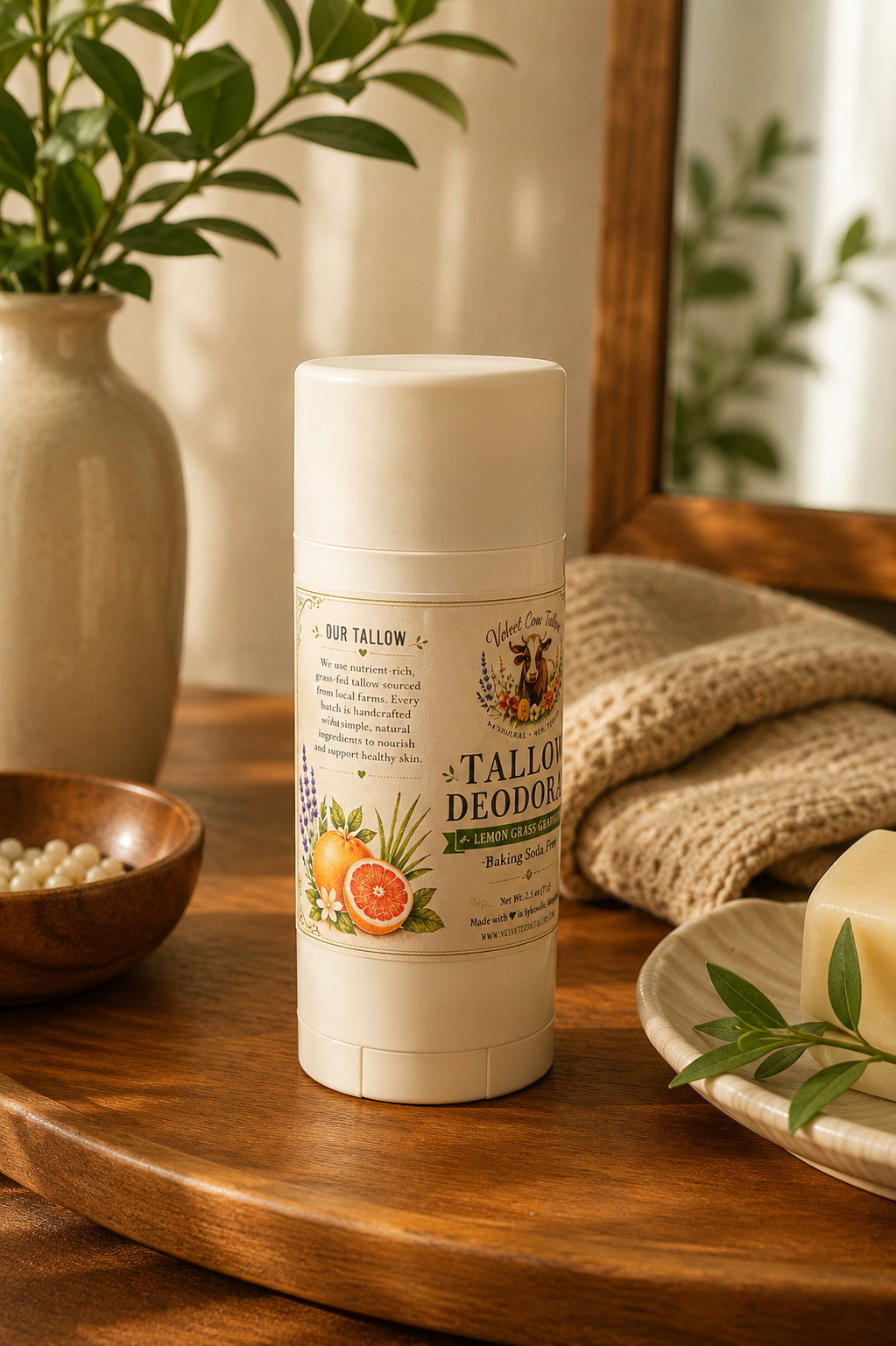 All Natural Tallow Deodorant | Lemongrass Grapefruit | Aluminum Free