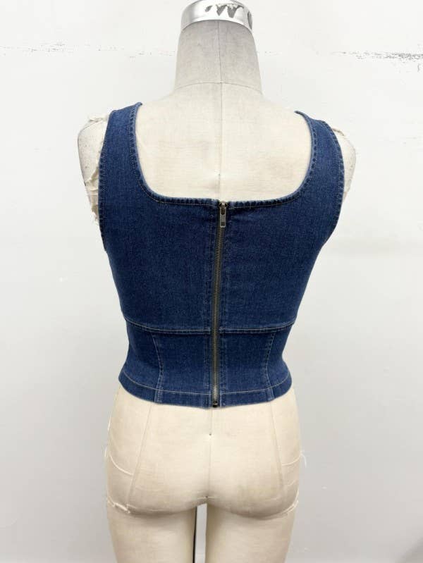 Sculpted Stretch Denim Tank Corset