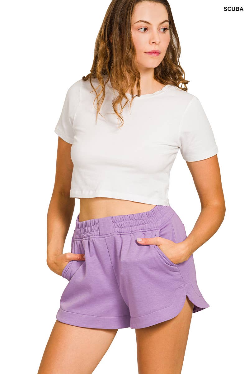 Scuba High Neck Half Zip Top & Dolphin Shorts Set Zenana