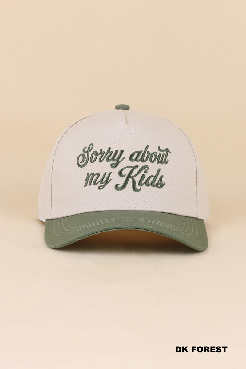 Sorry About My Kids Two Tone Snapback Hat Zenana Consgt.