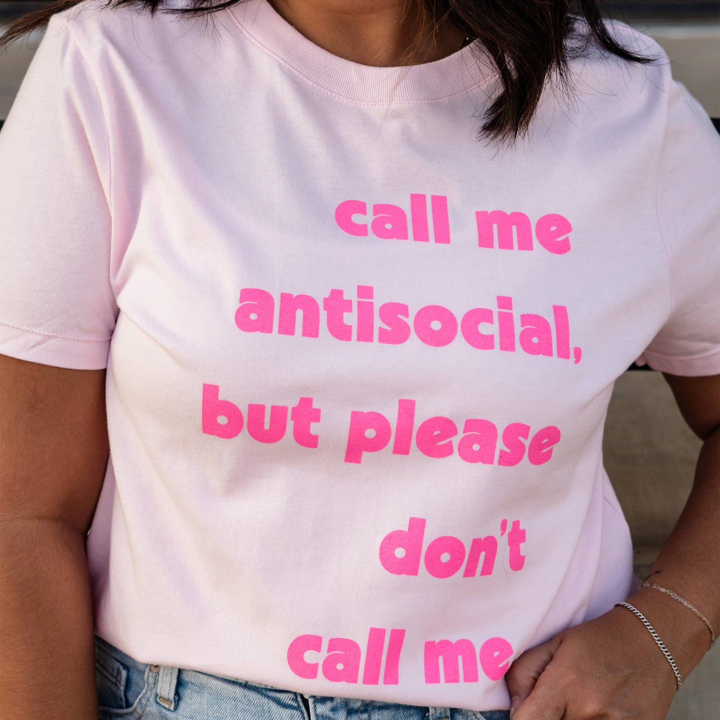 Antisocial Quote Graphic Tee Funny Casual Women Shirt