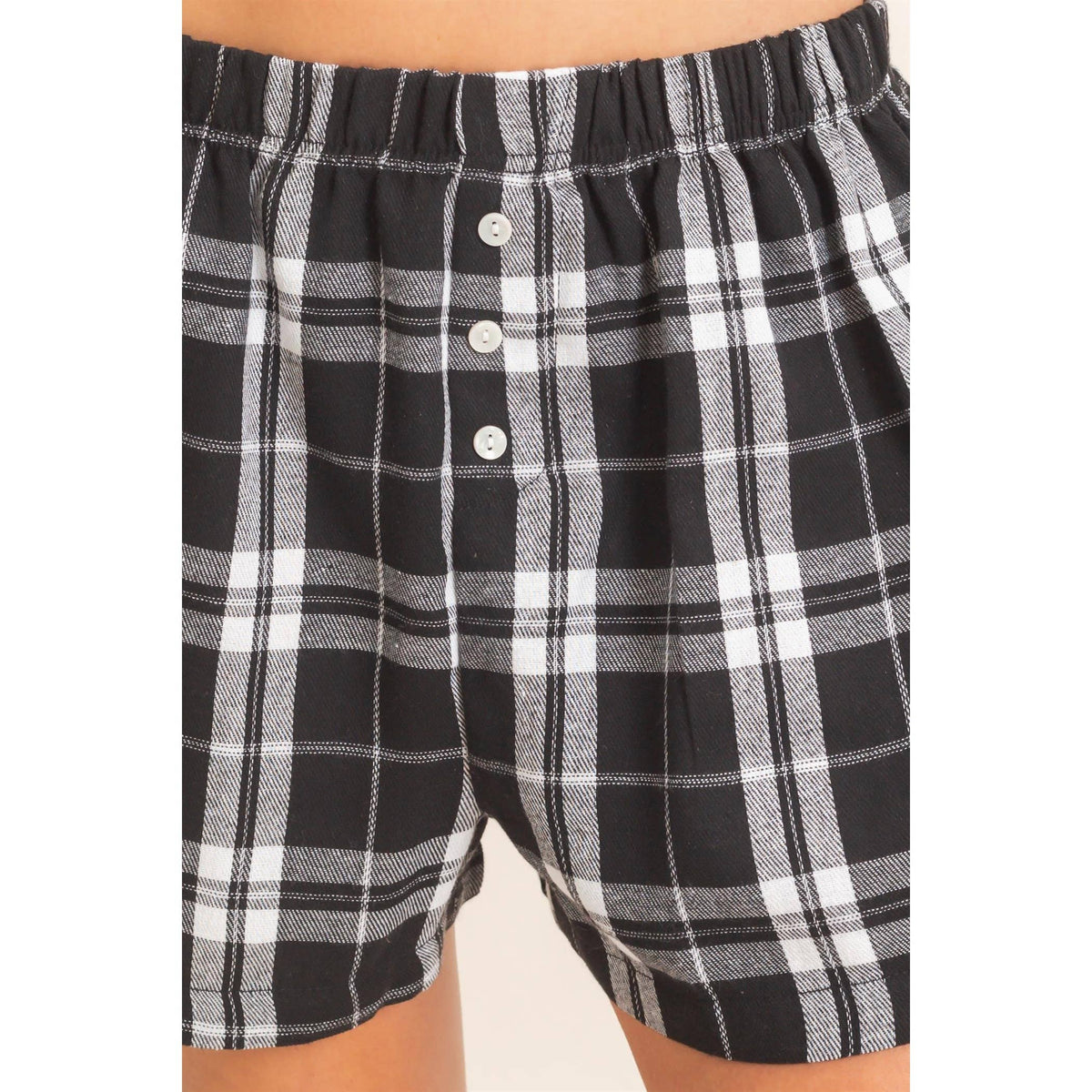 Plaid Shorts With Button Front