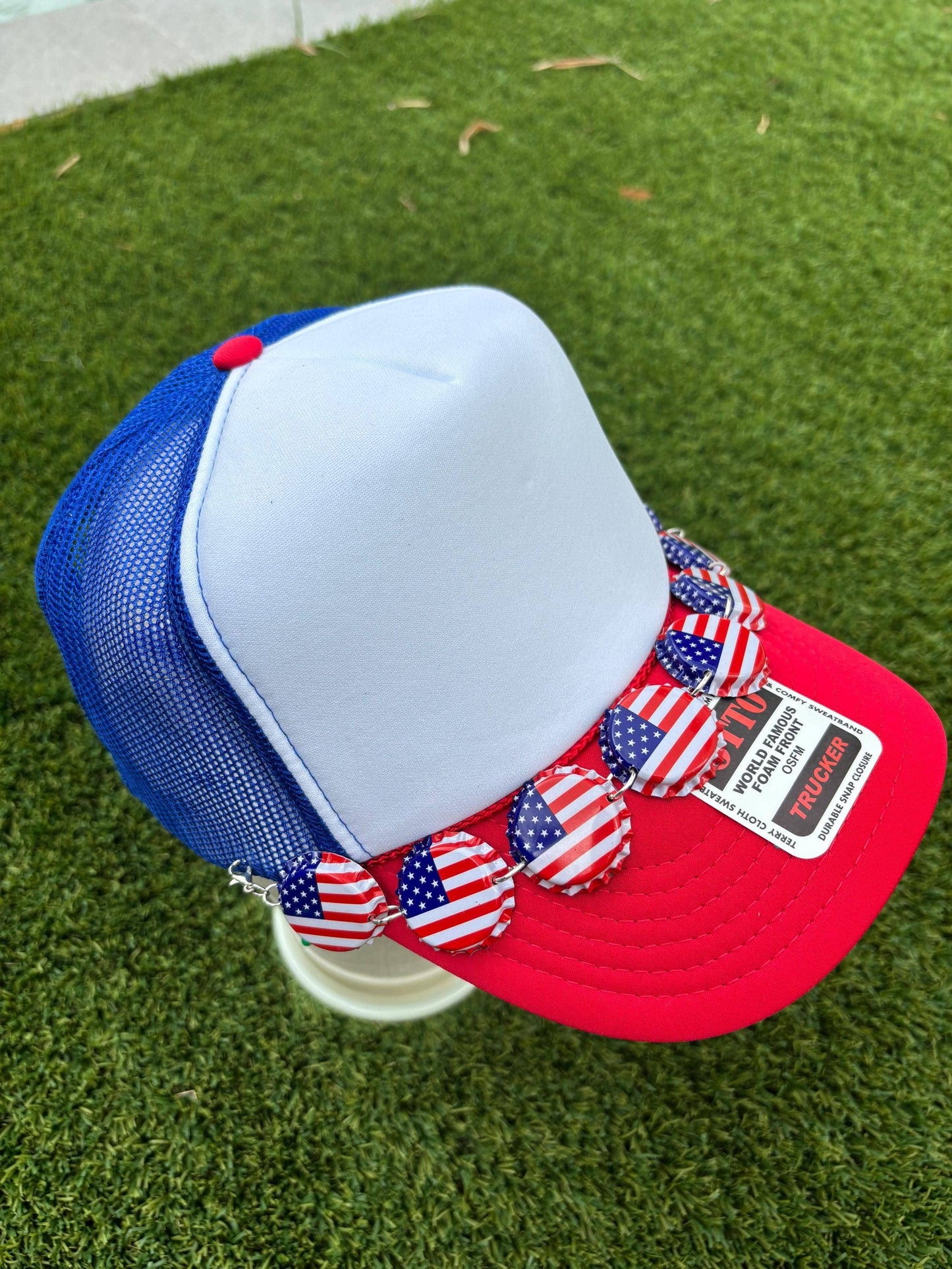 Trendy American Flag Bottle Top Hat Chain