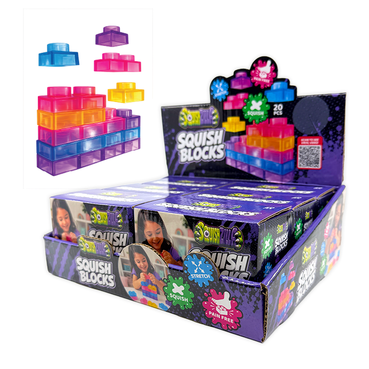 Fun Doh Squish Blocks Building Fidget Sensory Toy- 6/Display