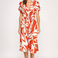 Abstract short sleeve midi dress