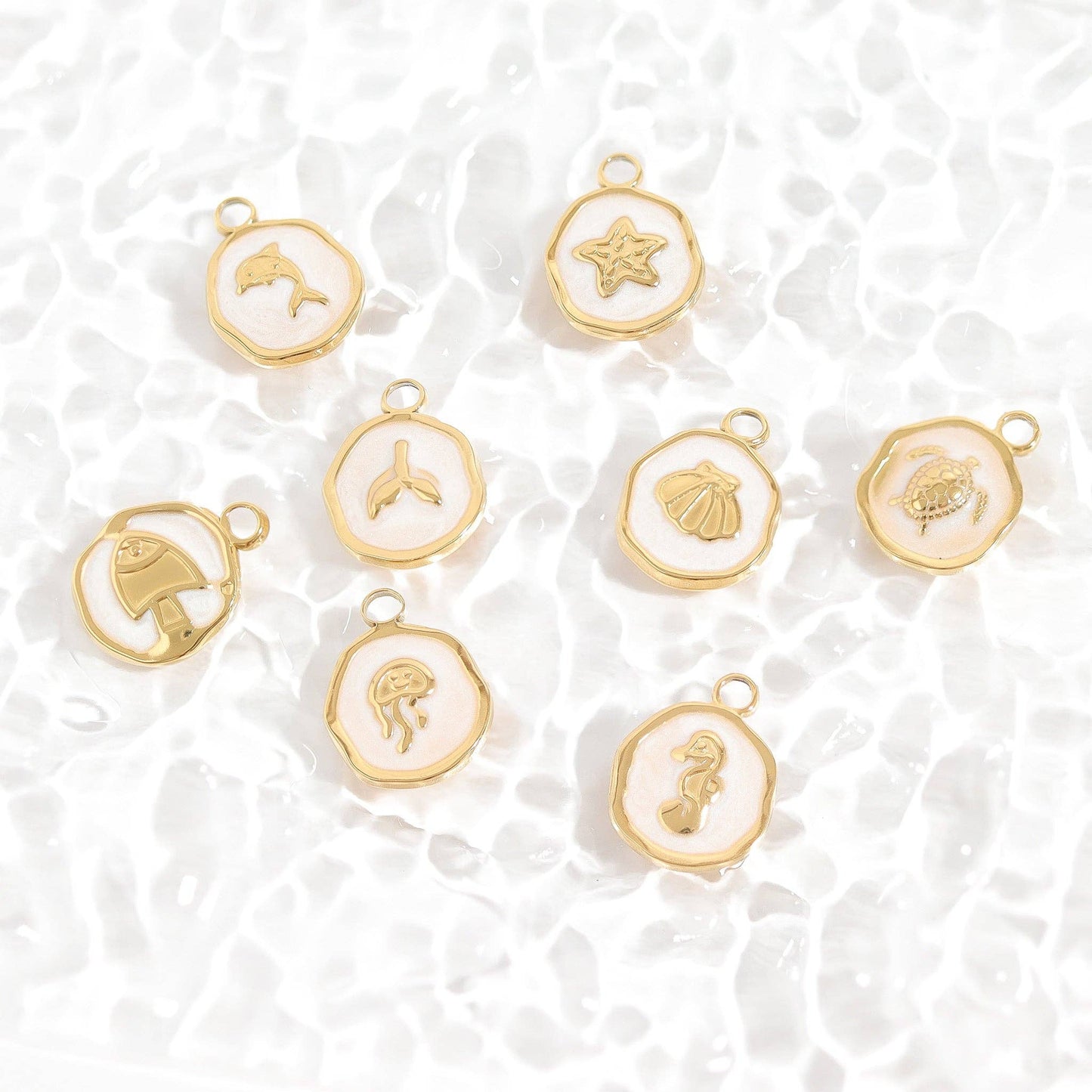 18K Gold PVD Sea Turtle Epoxy Charm