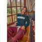 RUFFLED BOTTOM DETAIL CHRISTMAS PLAID CHECK LACE TRIM PANTS
