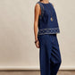 Embroidered Denim Tank & Wide-Leg Pants Set