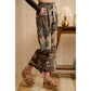 CAMO PATTERN CURVED SIDE SEAM PANTS WITH DRAWSTRING