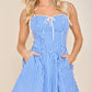 Gingham Corset Tie-Strap Flare mini dress