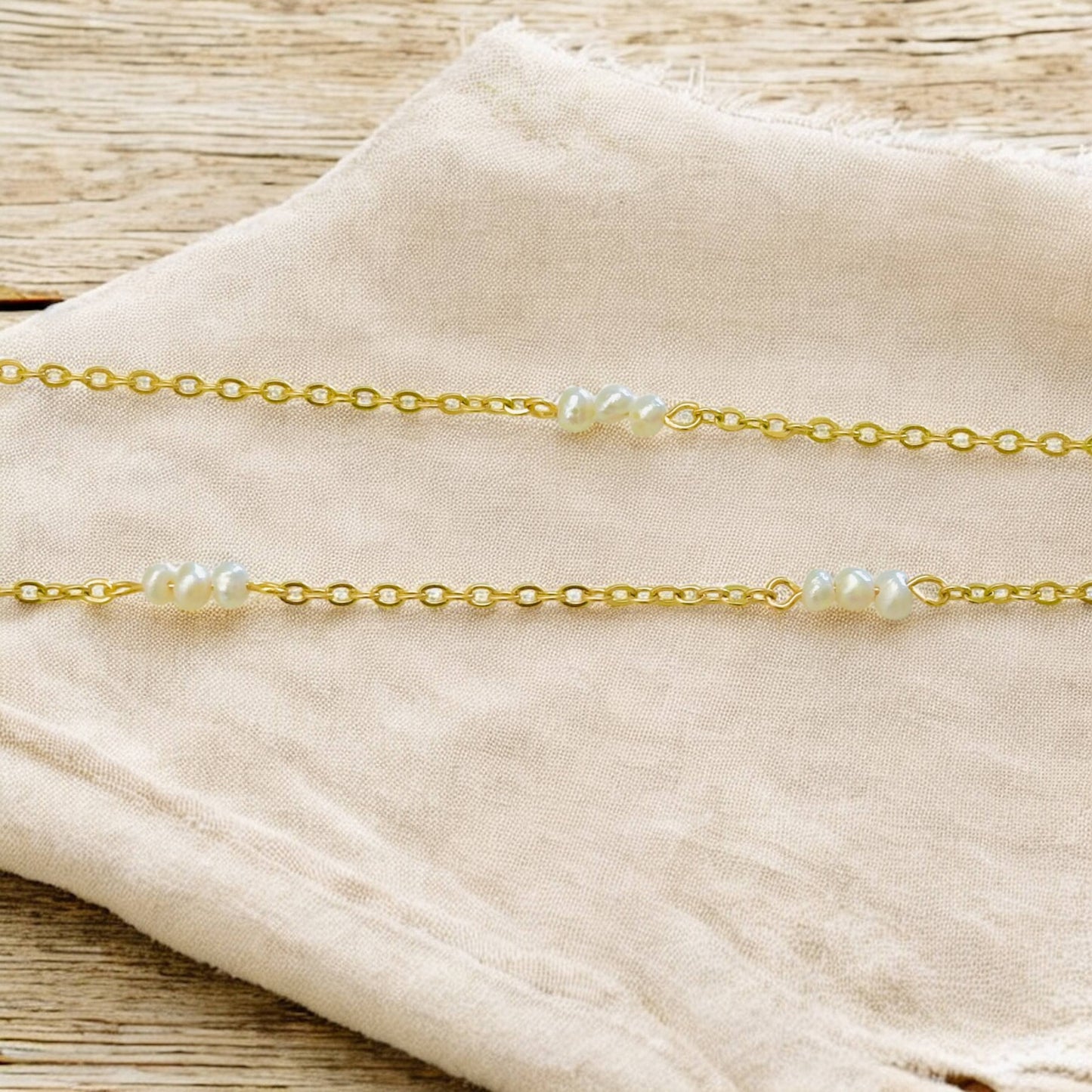 Dainty Pearls - 18K Gold Plated, Waterproof Necklace