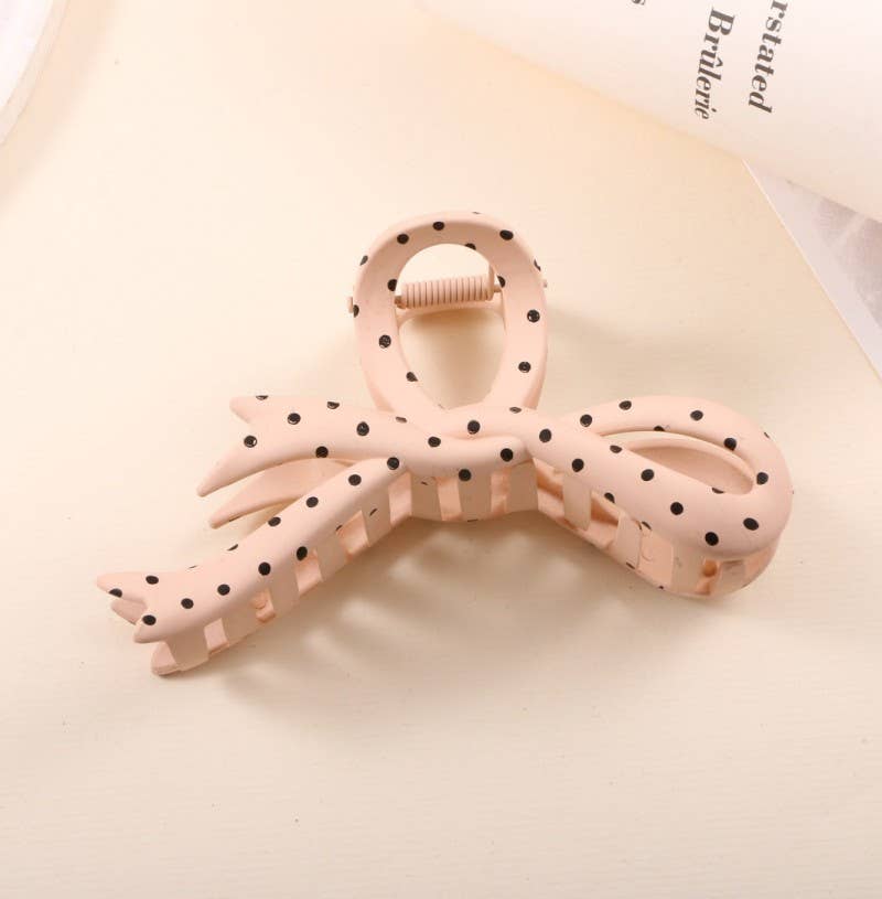 Oversized Polka Dot Bow Hair Claw Clip | 40H1066